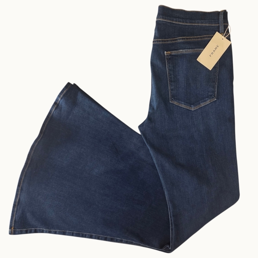 NWT FRAME Le High Super Flare Jean | Made in USA | Dark Indigo Denim